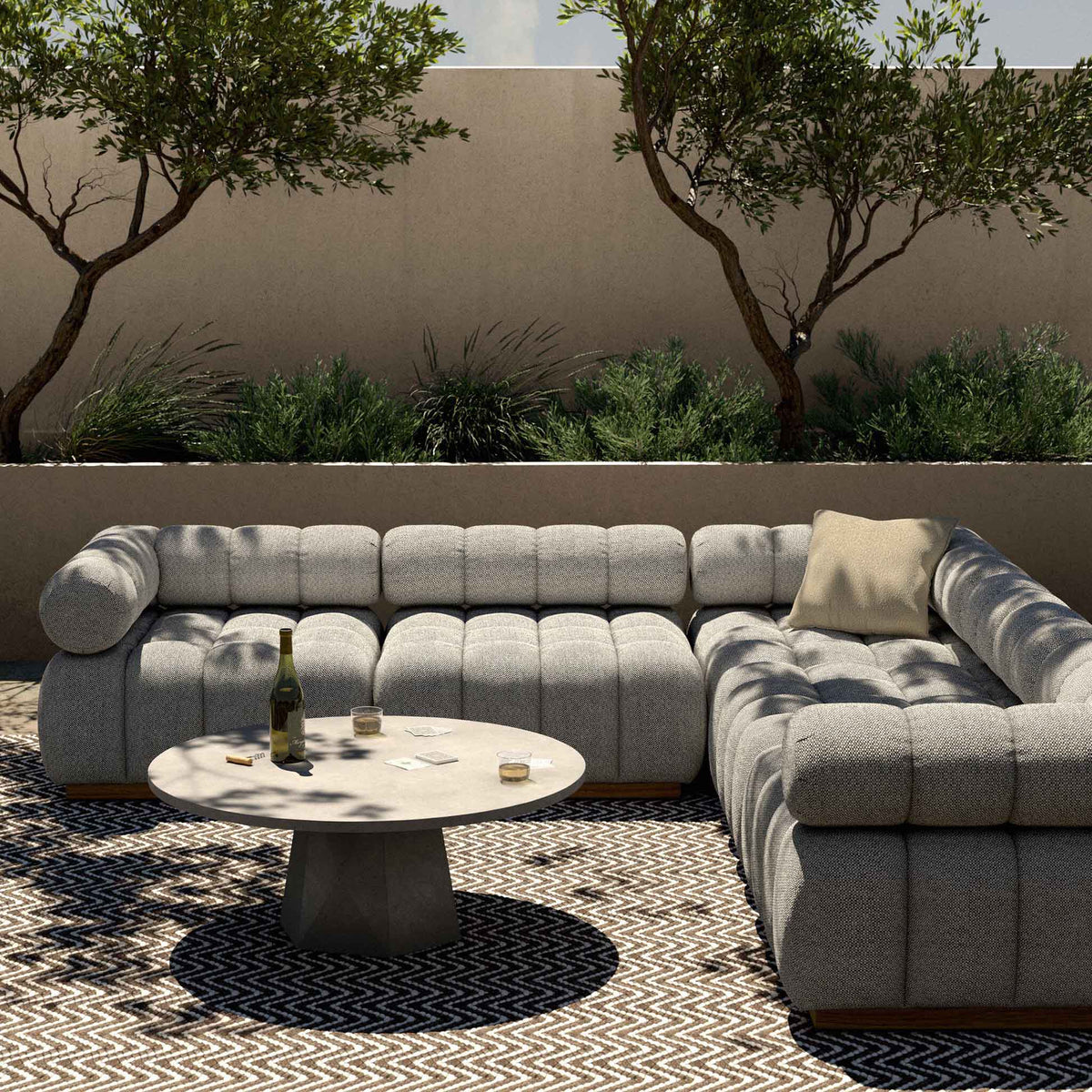 Roma Outdoor 5-Piece Sectional - Faye Ash