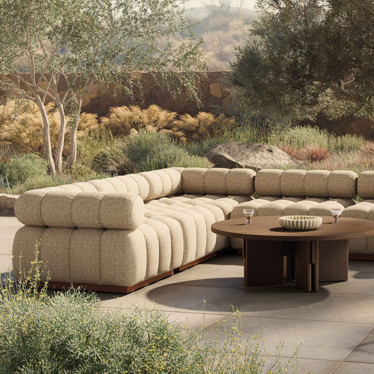 Roma Outdoor 5-Piece Sectional - Hayes Cream