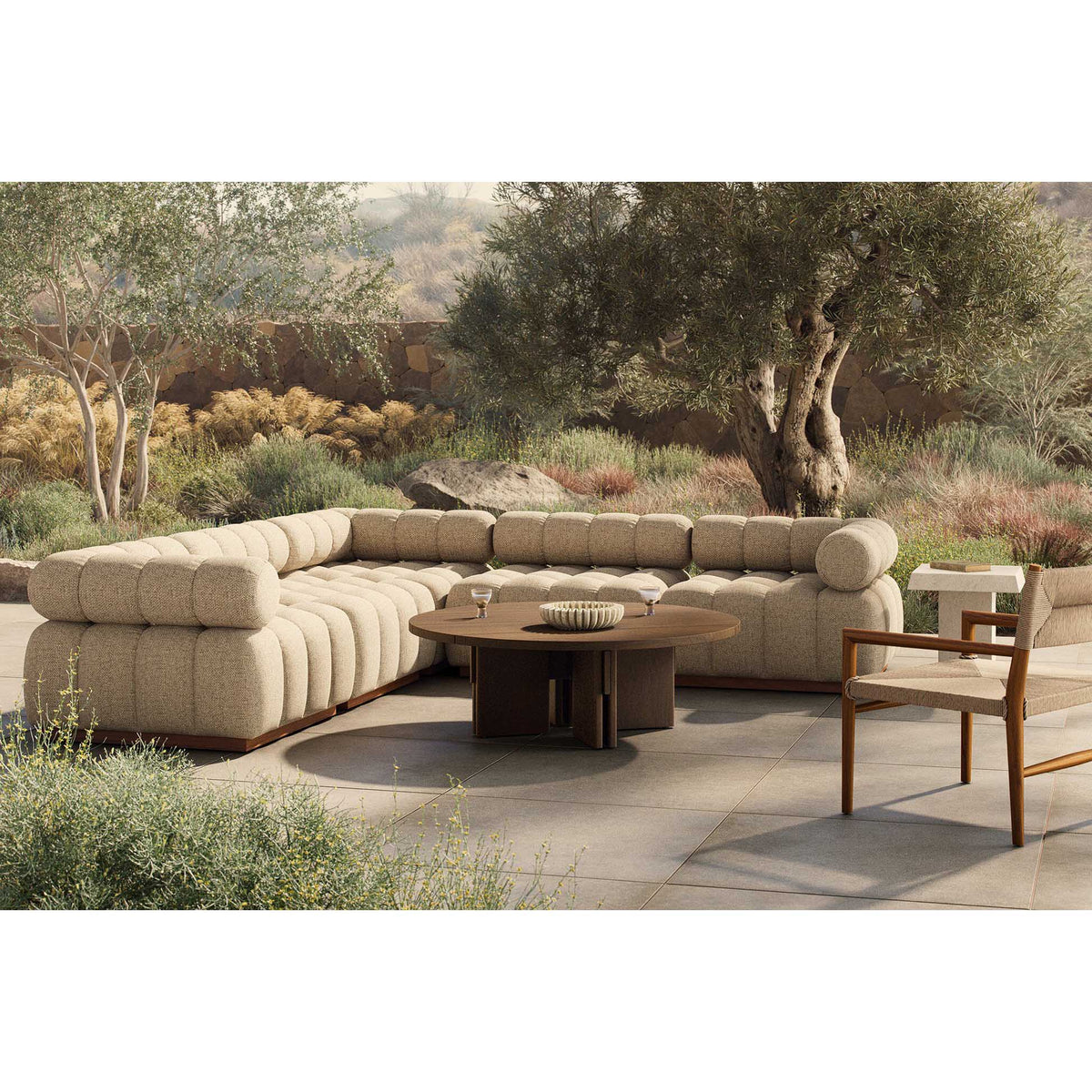Roma Outdoor 5-Piece Sectional - Hayes Cream