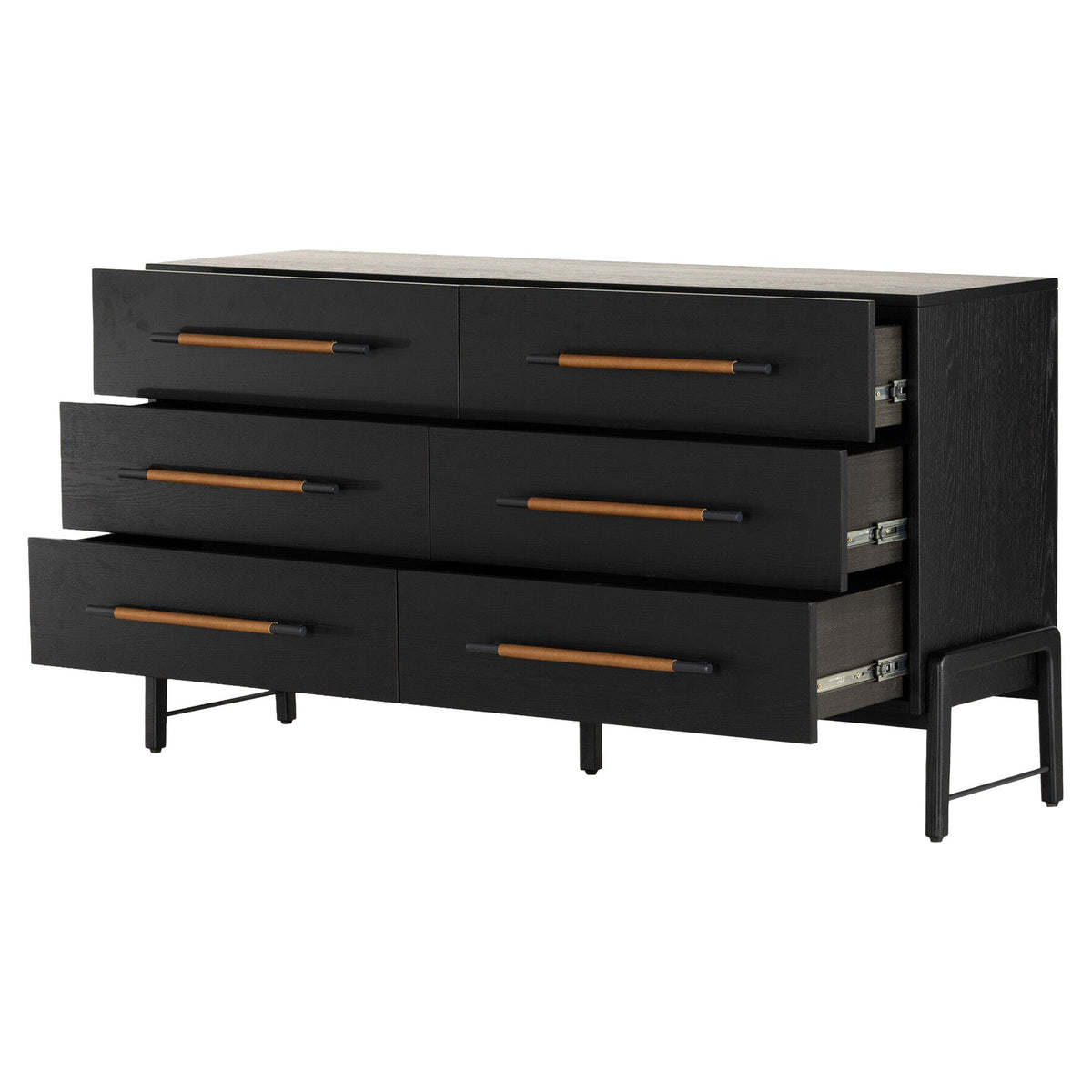Rosedale 6 Drawer Dresser - Ebony Oak Veneer