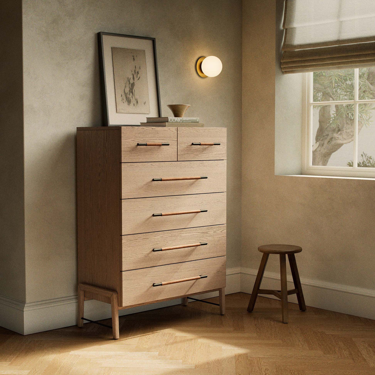 Rosedale 6 Drawer Tall Dresser - Yucca Oak Veneer