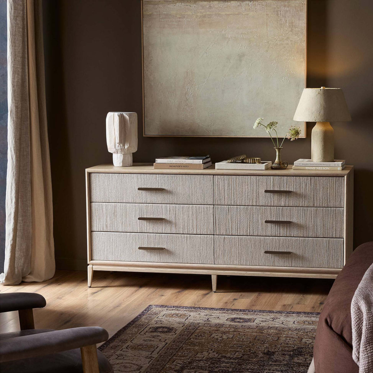 Rosenell 6 Drawer Dresser - Natural Paper Cord
