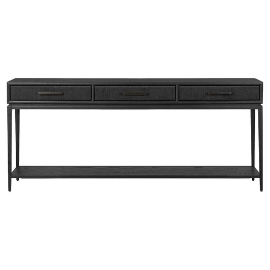 Rosenell Console Table - Black Oak Solid
