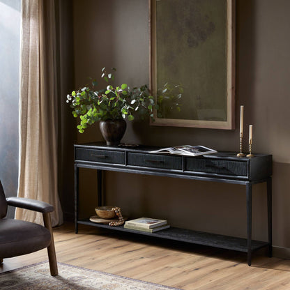 Rosenell Console Table - Black Oak Solid