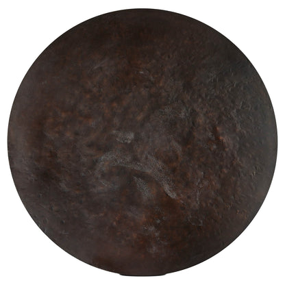 Round Side Table In Solid Iron - Bronze Hammered Textured