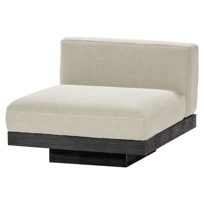 Rudolph 1 Seater Bench - Beige Cushions, Black Oak Base