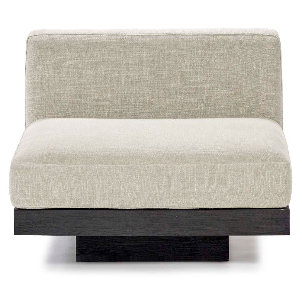 Rudolph 1 Seater Bench - Beige Cushions, Black Oak Base