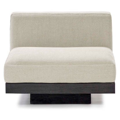 Rudolph 1 Seater Bench - Beige Cushions, Black Oak Base
