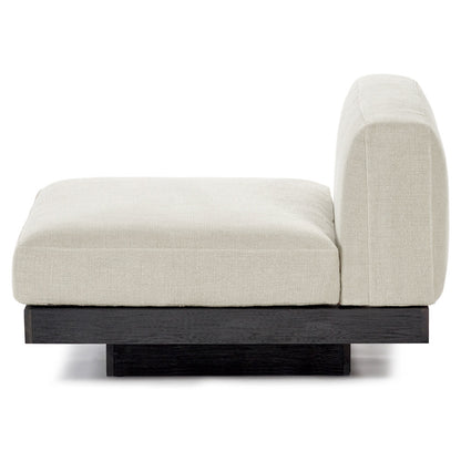 Rudolph 1 Seater Bench - Beige Cushions, Black Oak Base