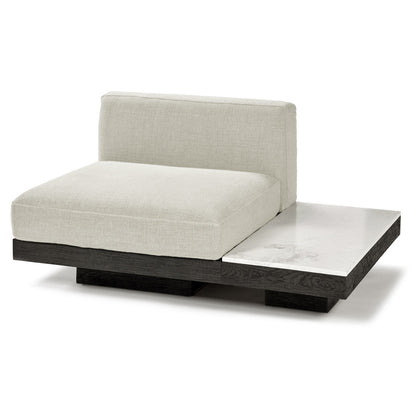 Rudolph 1 Seater Bench - Beige Cushions, Black Oak Base