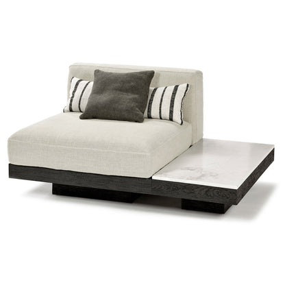 Rudolph 1 Seater Bench - Beige Cushions, Black Oak Base