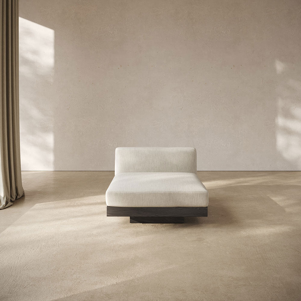 Rudolph 1 Seater Bench - Beige Cushions, Black Oak Base