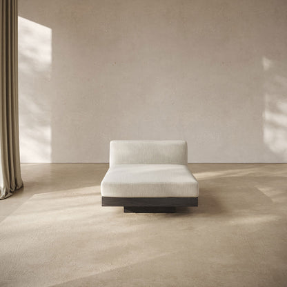 Rudolph 1 Seater Bench - Beige Cushions, Black Oak Base
