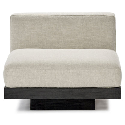 Rudolph 1 Seater Bench - Bone Cushions, Black Oak Base