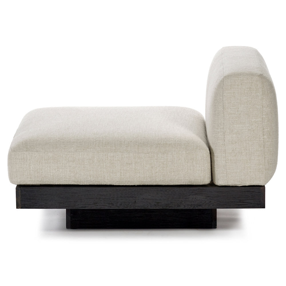 Rudolph 1 Seater Bench - Bone Cushions, Black Oak Base