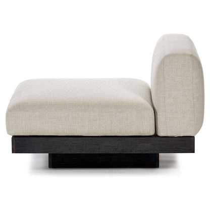 Rudolph 1 Seater Bench - Bone Cushions, Black Oak Base