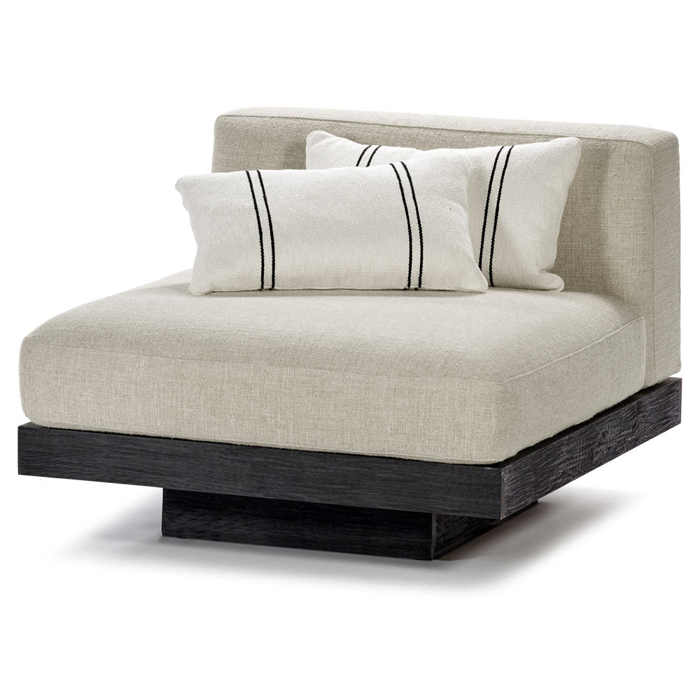 Rudolph 1 Seater Bench - Bone Cushions, Black Oak Base