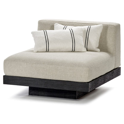 Rudolph 1 Seater Bench - Bone Cushions, Black Oak Base