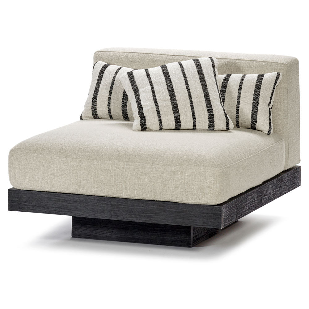Rudolph 1 Seater Bench - Bone Cushions, Black Oak Base