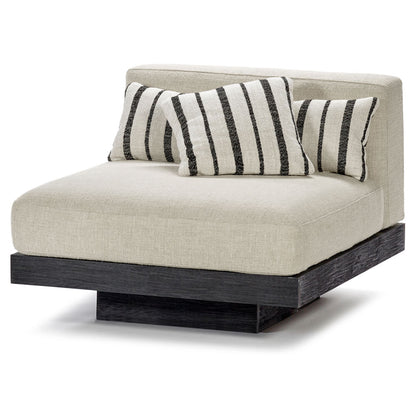 Rudolph 1 Seater Bench - Bone Cushions, Black Oak Base