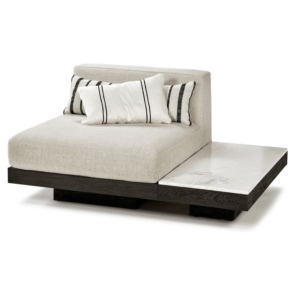Rudolph 1 Seater Bench - Bone Cushions, Black Oak Base