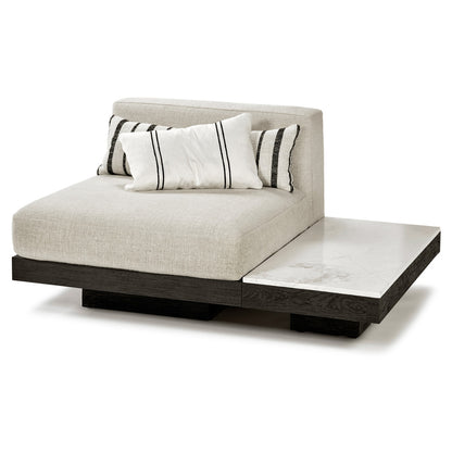 Rudolph 1 Seater Bench - Bone Cushions, Black Oak Base