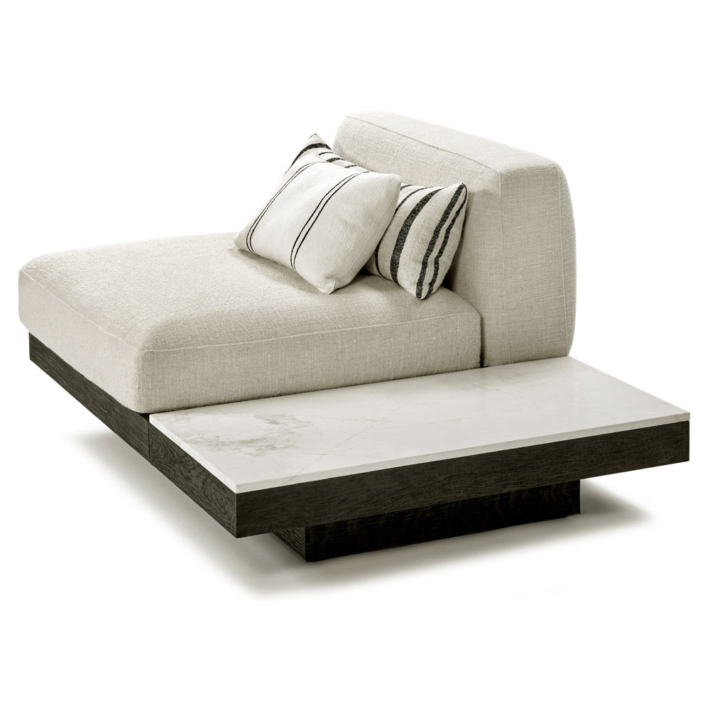 Rudolph 1 Seater Bench - Bone Cushions, Black Oak Base