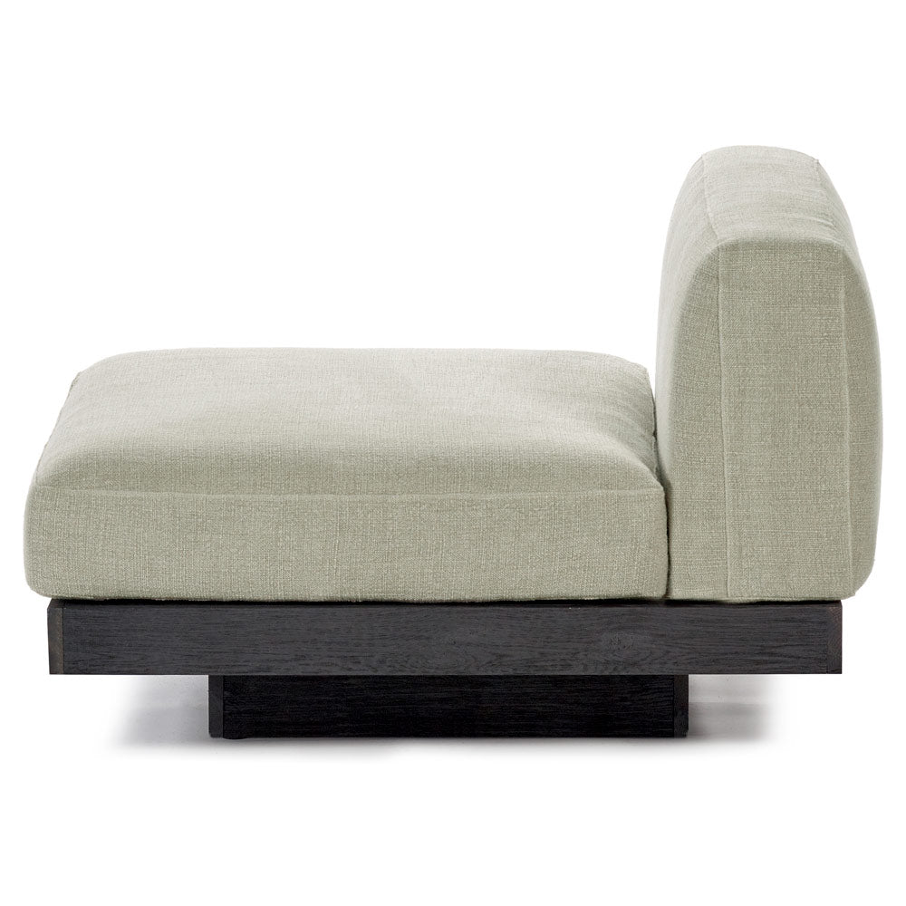 Rudolph 1 Seater Bench - Sand Cushions, Black Oak Base