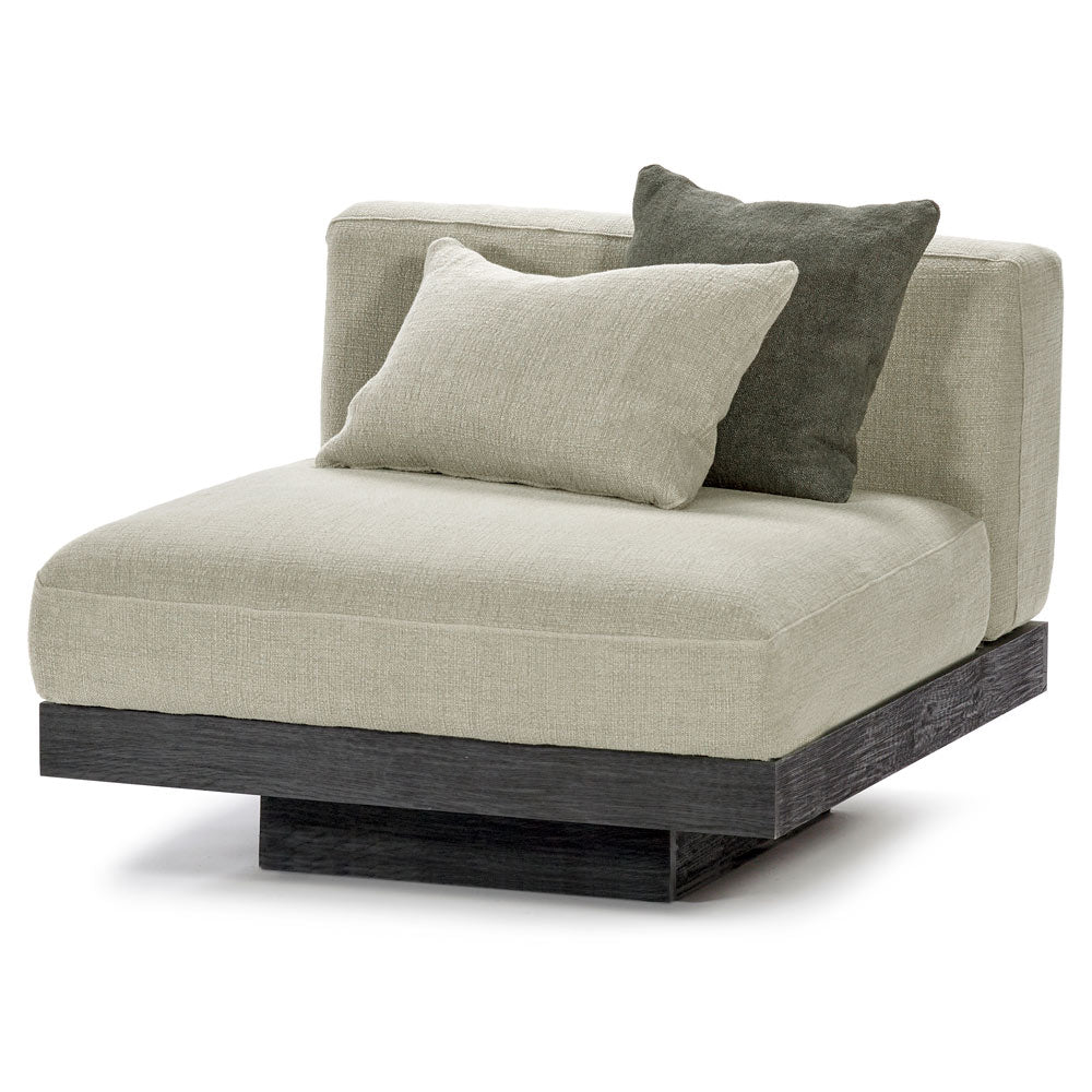 Rudolph 1 Seater Bench - Sand Cushions, Black Oak Base