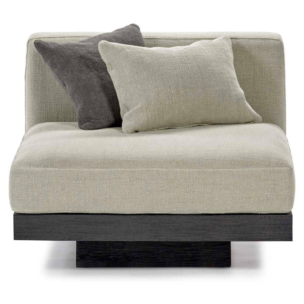 Rudolph 1 Seater Bench - Sand Cushions, Black Oak Base