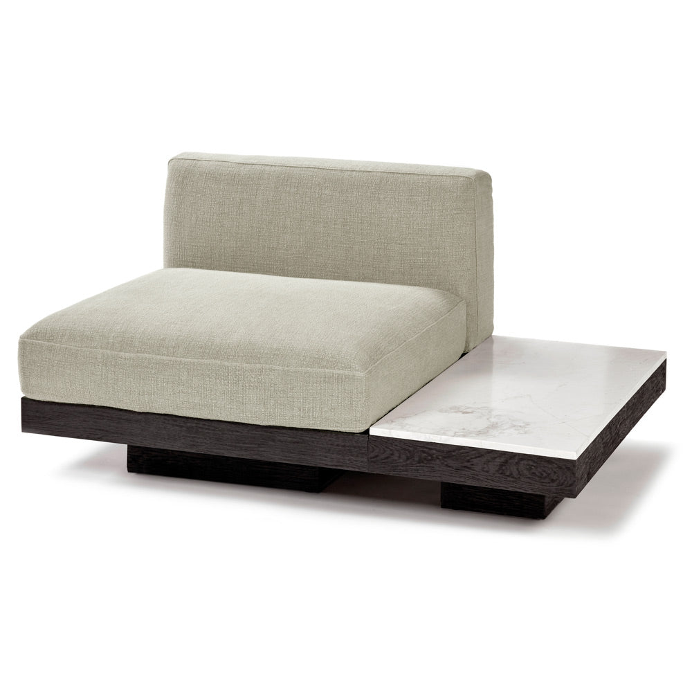 Rudolph 1 Seater Bench - Sand Cushions, Black Oak Base