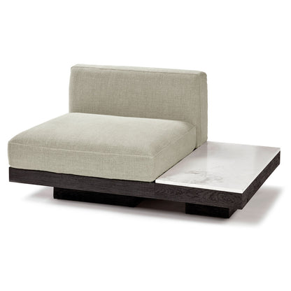 Rudolph 1 Seater Bench - Sand Cushions, Black Oak Base