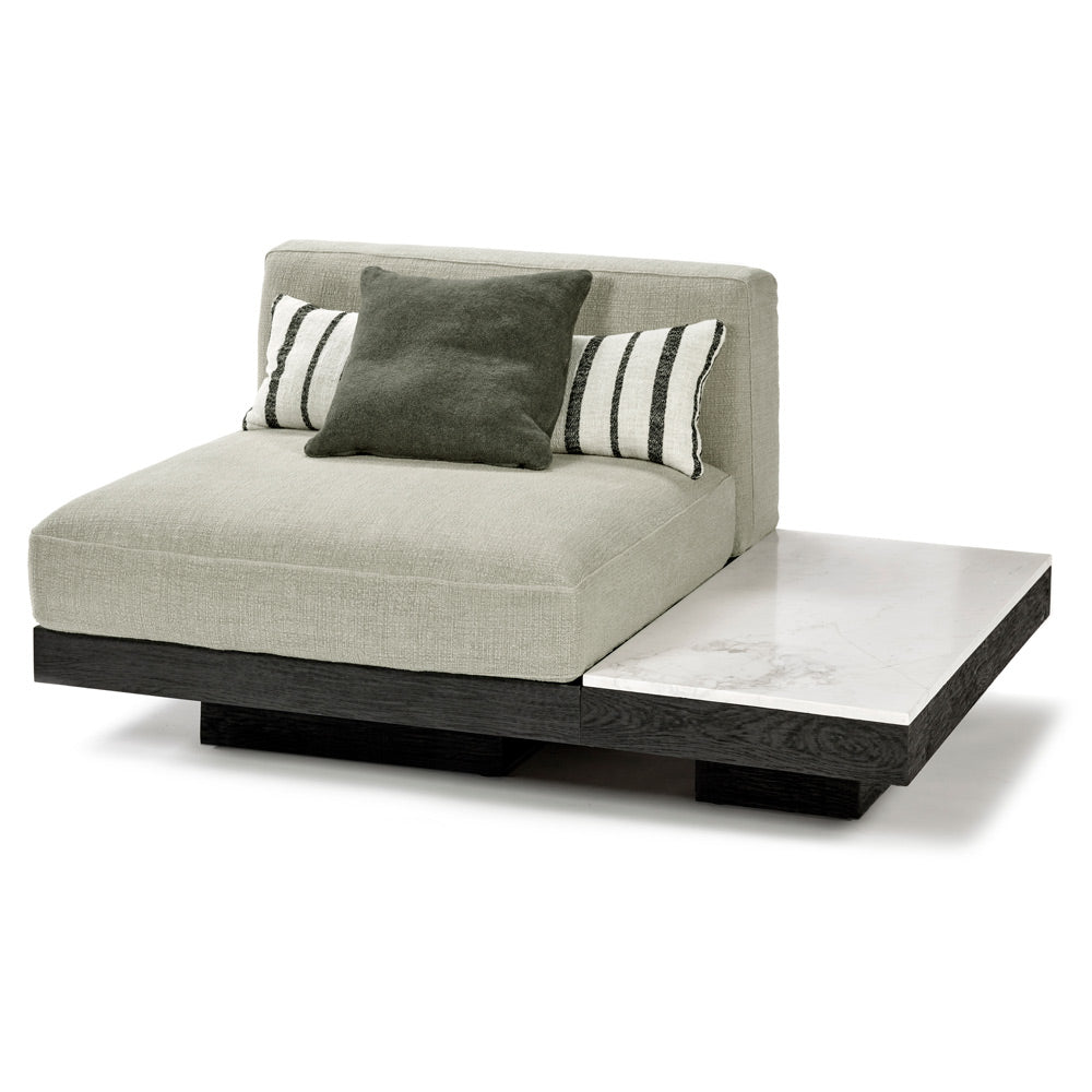 Rudolph 1 Seater Bench - Sand Cushions, Black Oak Base
