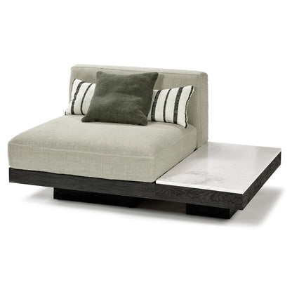 Rudolph 1 Seater Bench - Sand Cushions, Black Oak Base