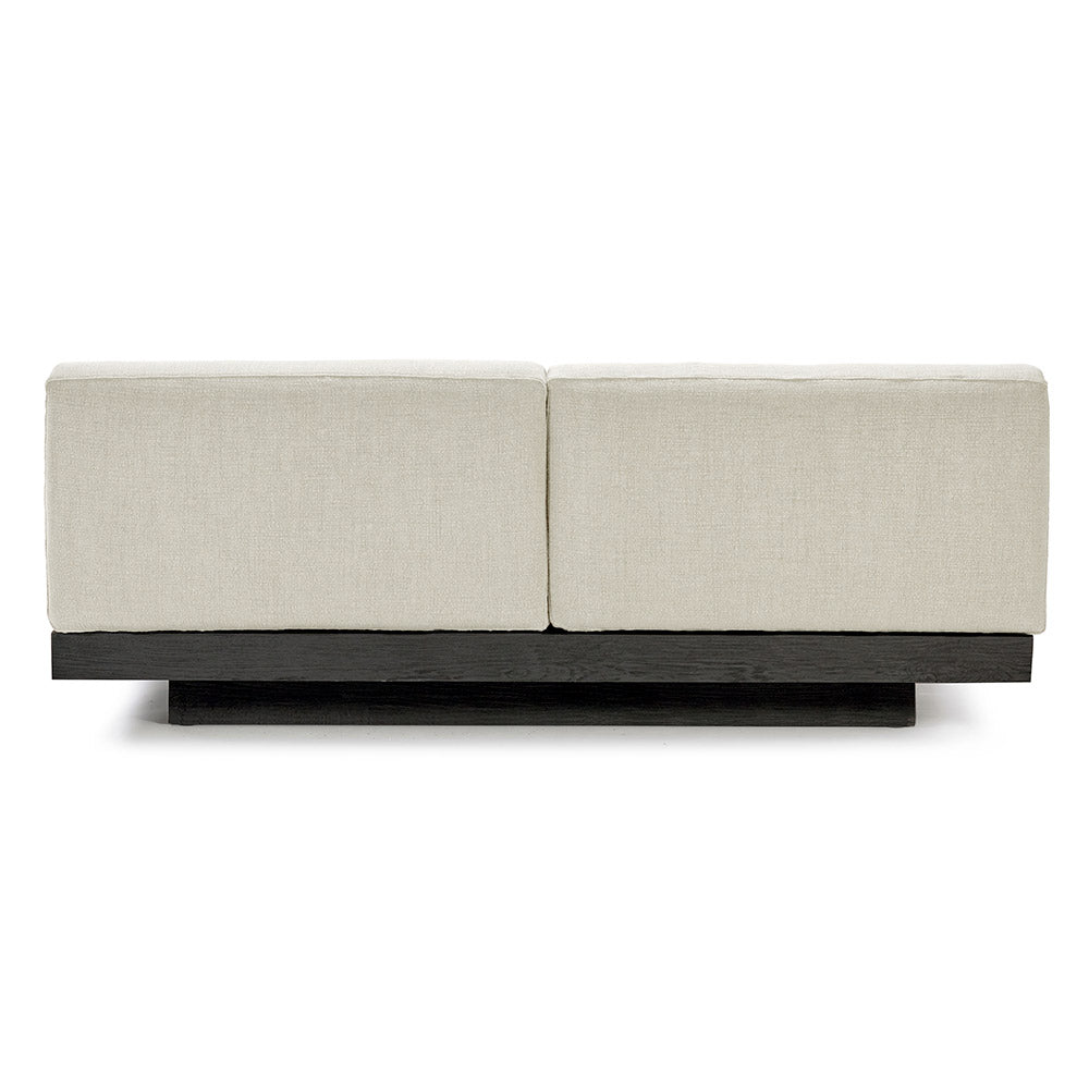 Rudolph 2 Seater Bench Sofa - Beige Cushions, Black Oak Base