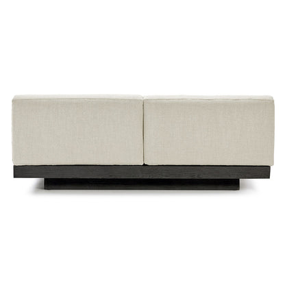 Rudolph 2 Seater Bench Sofa - Beige Cushions, Black Oak Base