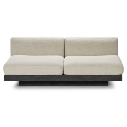 Rudolph 2 Seater Bench Sofa - Bone Cushions, Black Oak Base
