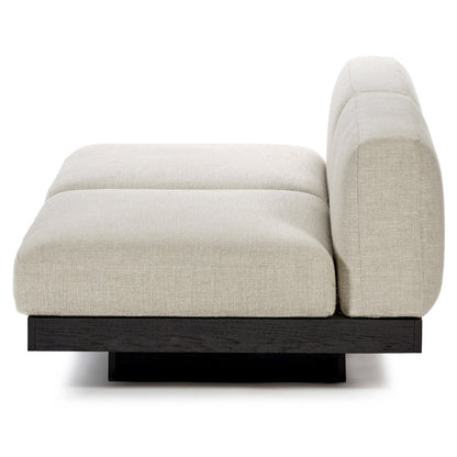 Rudolph 2 Seater Bench Sofa - Bone Cushions, Black Oak Base