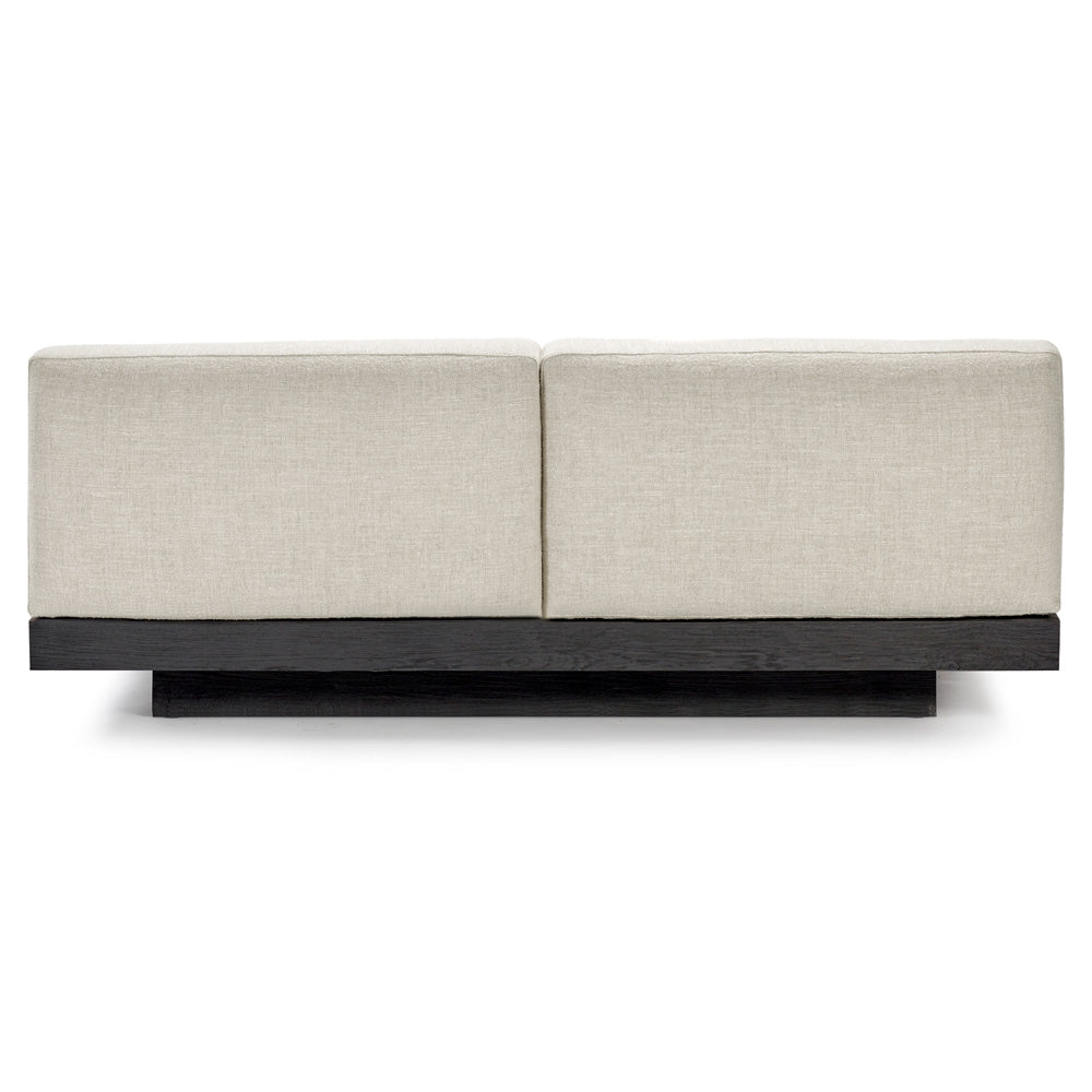 Rudolph 2 Seater Bench Sofa - Bone Cushions, Black Oak Base