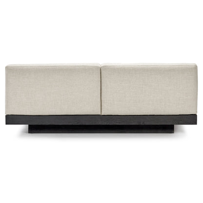 Rudolph 2 Seater Bench Sofa - Bone Cushions, Black Oak Base