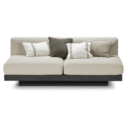 Rudolph 2 Seater Bench Sofa - Bone Cushions, Black Oak Base