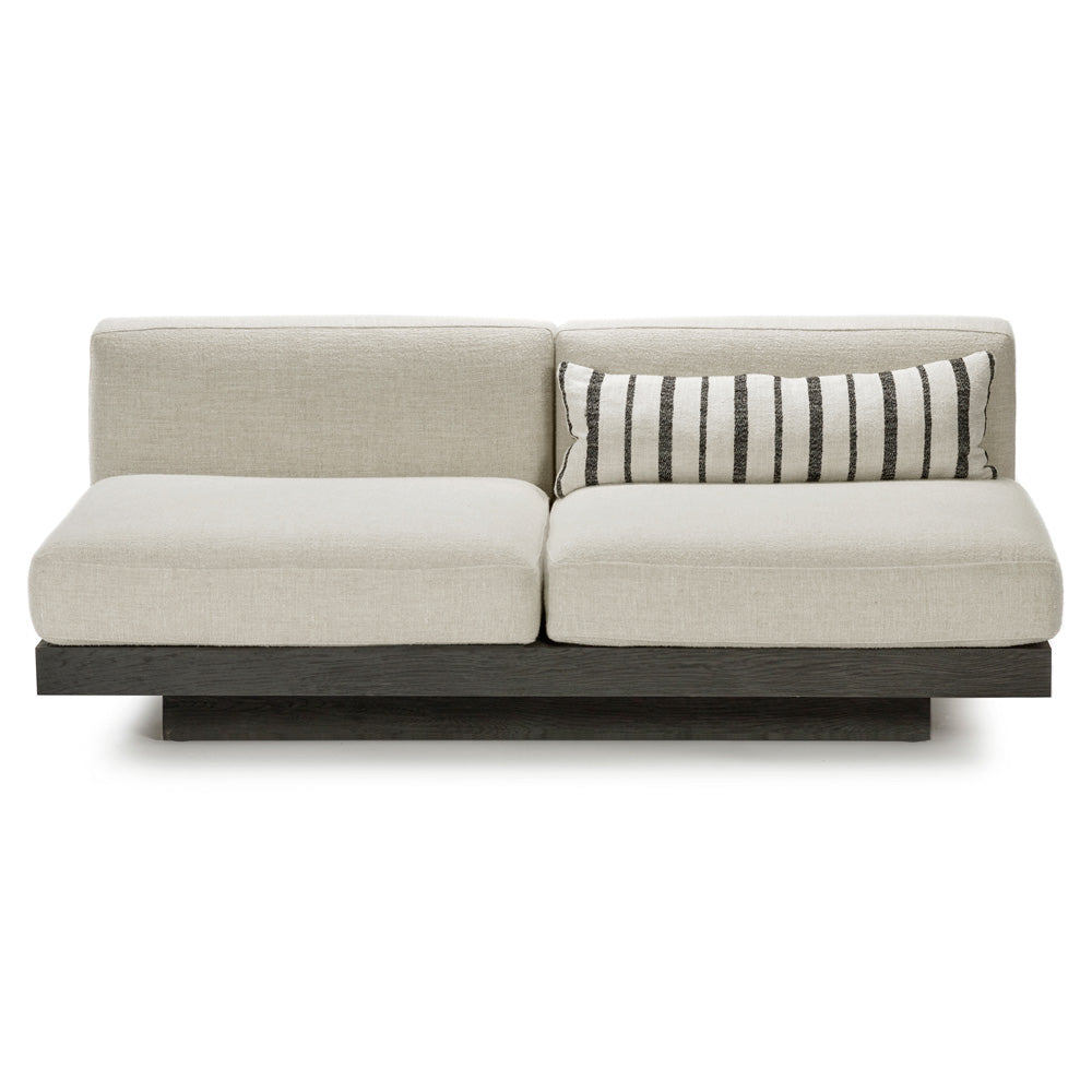 Rudolph 2 Seater Bench Sofa - Bone Cushions, Black Oak Base