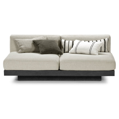 Rudolph 2 Seater Bench Sofa - Bone Cushions, Black Oak Base