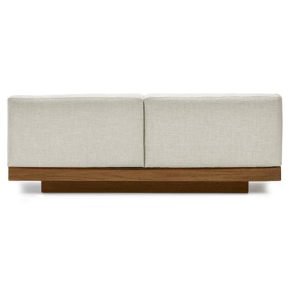 Rudolph 2 Seater Bench Sofa - Bone Cushions, Cognac Oak Base