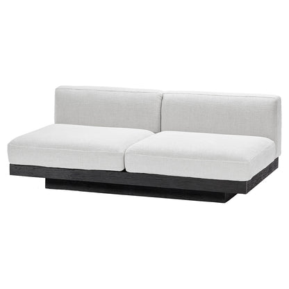 Rudolph 2 Seater Bench Sofa - Off White Cushions, Black Oak Base