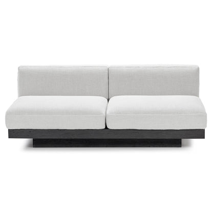 Rudolph 2 Seater Bench Sofa - Off White Cushions, Black Oak Base