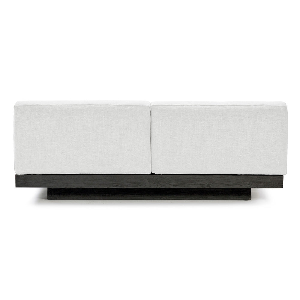 Rudolph 2 Seater Bench Sofa - Off White Cushions, Black Oak Base
