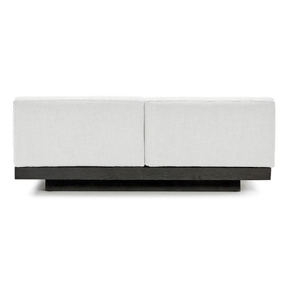 Rudolph 2 Seater Bench Sofa - Off White Cushions, Black Oak Base