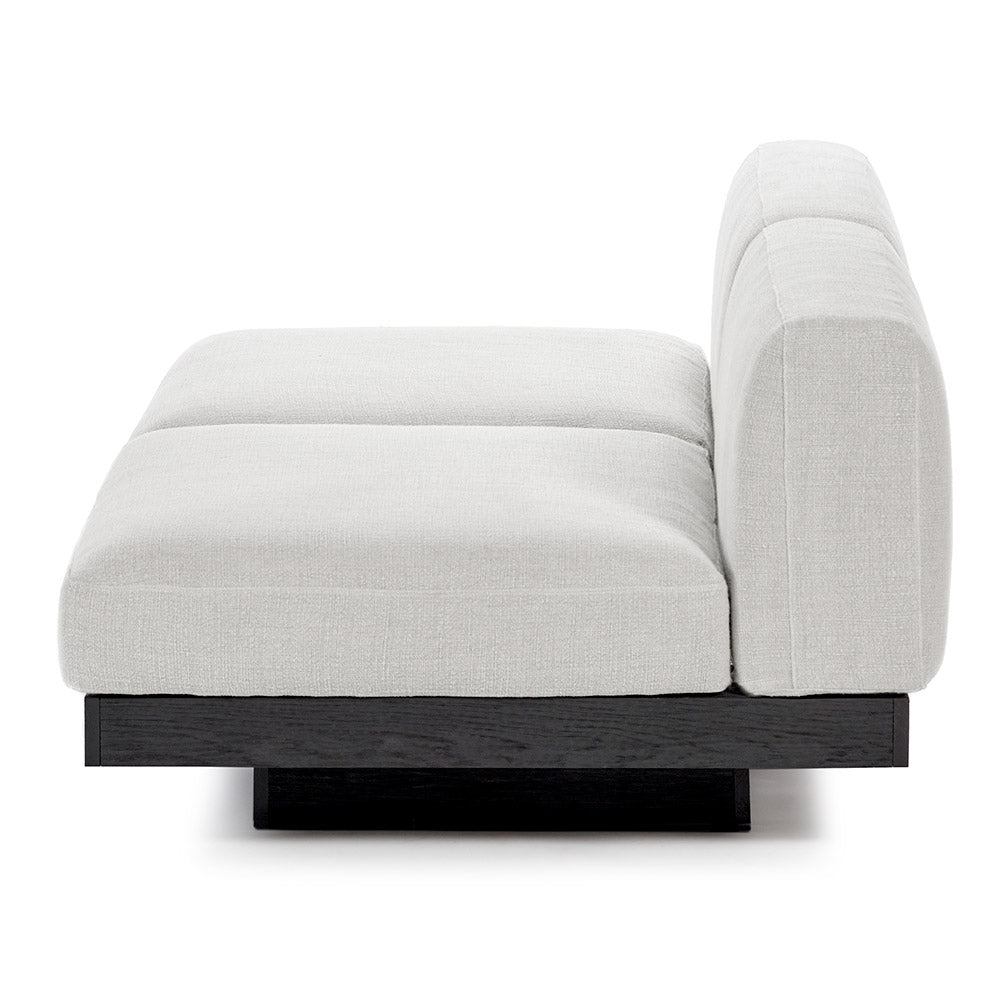 Rudolph 2 Seater Bench Sofa - Off White Cushions, Black Oak Base