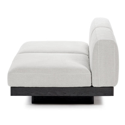 Rudolph 2 Seater Bench Sofa - Off White Cushions, Black Oak Base